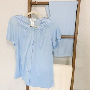 Vintage Vanity Fair Baby Blue Embroidered PJ Set
